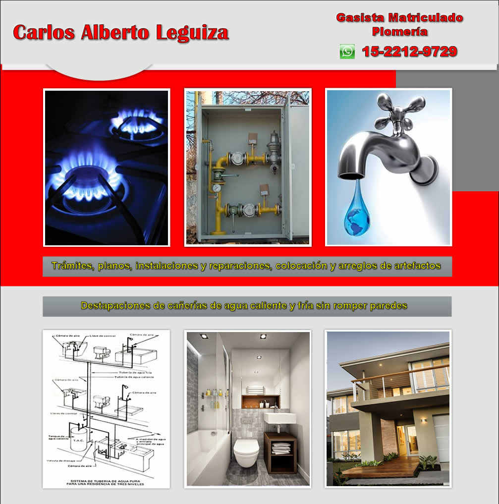 Carlos Leguiza, gasista matriculado, plomeria